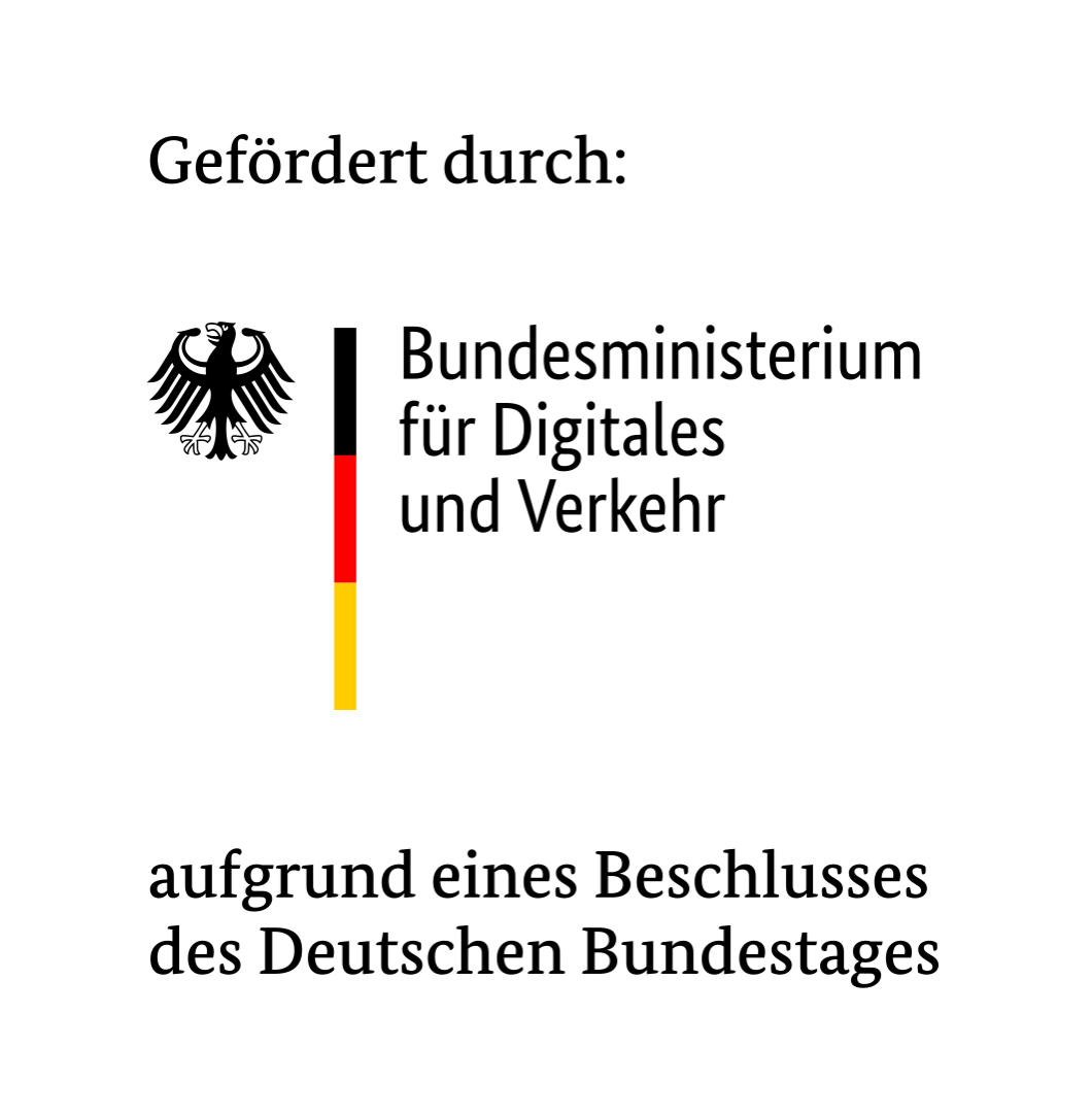 Gefördert durch das Bundesministerium für Verkehr und digitale Infrastruktur aufgrund eines Beschlusses des Deutschen Bundestages